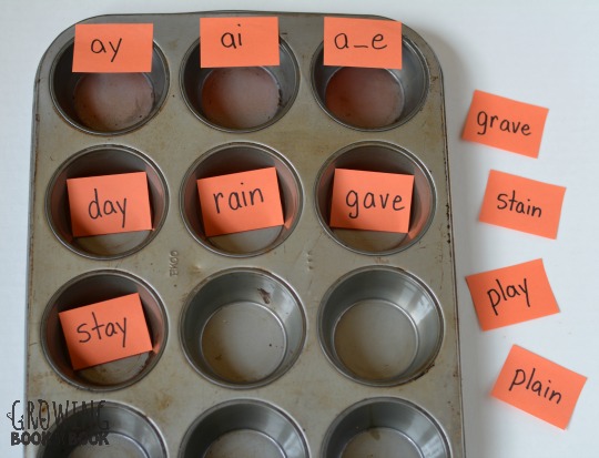 Do a word sort in a muffin tin. It's a super easy way to work on spelling patterns.