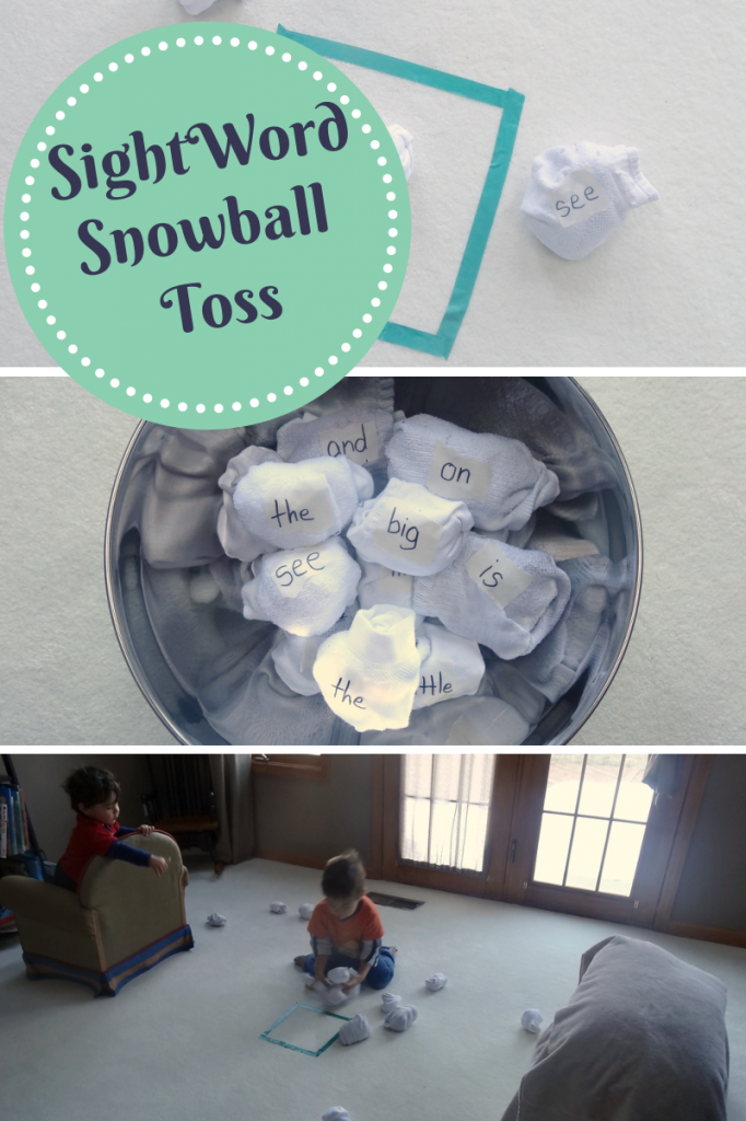 sight word activities: a fun indoor snowball toss game from growingbookbybook.com