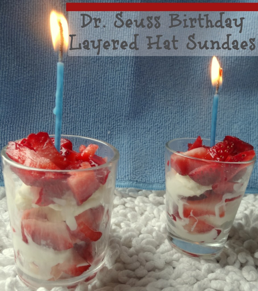 Layered sundae hats to celebrate Dr Seuss' birthday from growingbookbybook.com