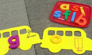 magnetic alphabet game- school bus letter pick up