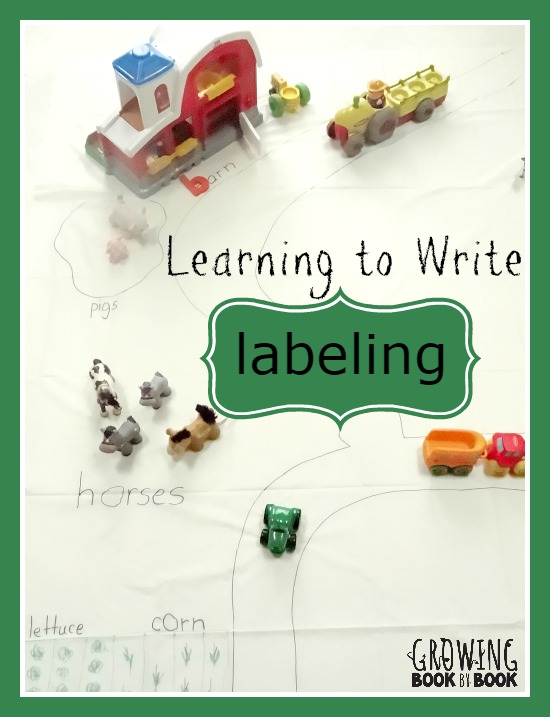 Learning to Write: 4 Strategies to Teach Labeling  from growingbookbybook.com  #playfulpreschool #learningtowrite