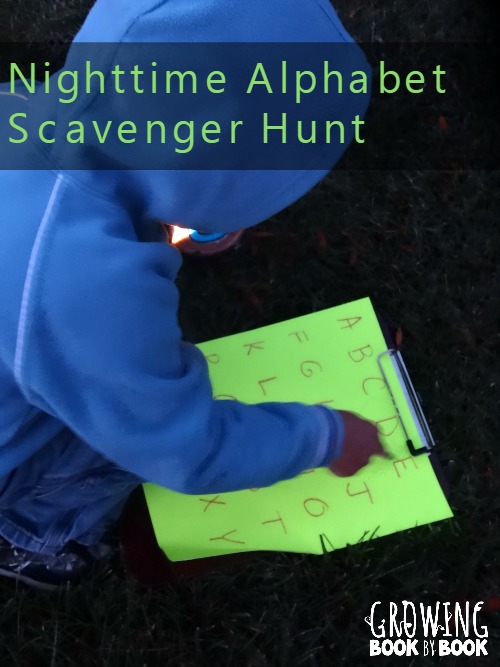 An fun nighttime scavenger hunt for kids from growingbookbyook.com
