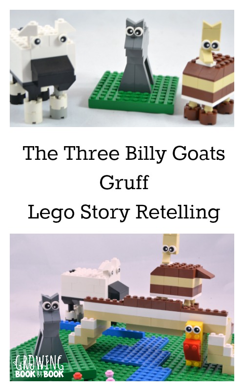 Using Lego to work on teaching story retelling using the classic The Three Billy Goats Gruff.  It's such a fun activity for kids from growingbookbybook.com