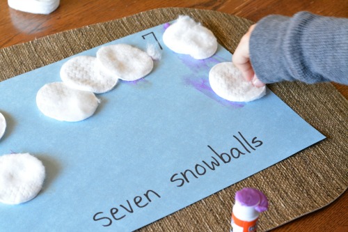 gluing snowballs into number book