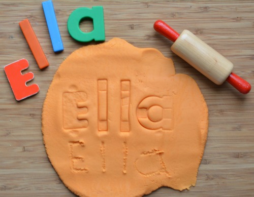 learning your name playdough activity