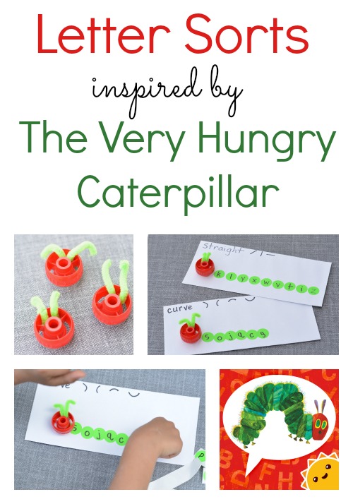 The Very Hungry Caterpillar Activities includes this fun letter sort to help kids learn visual discrimination and a fun vocabulary app!