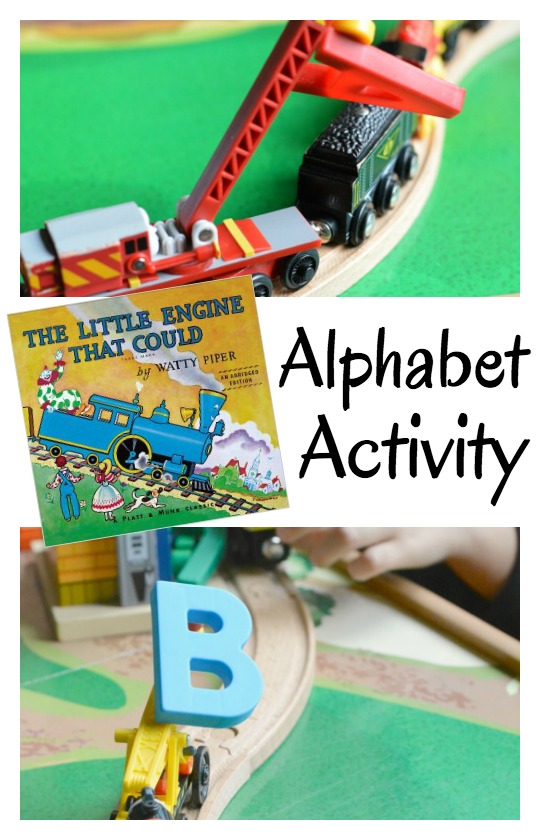 Trains met letters in this alphabet activity for kids. It pairs great with The Little Engine that Could.
