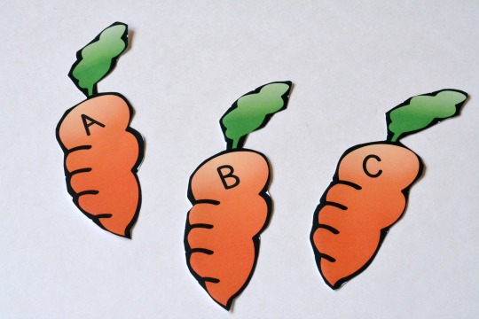 Cut the alphabet carrot letters.