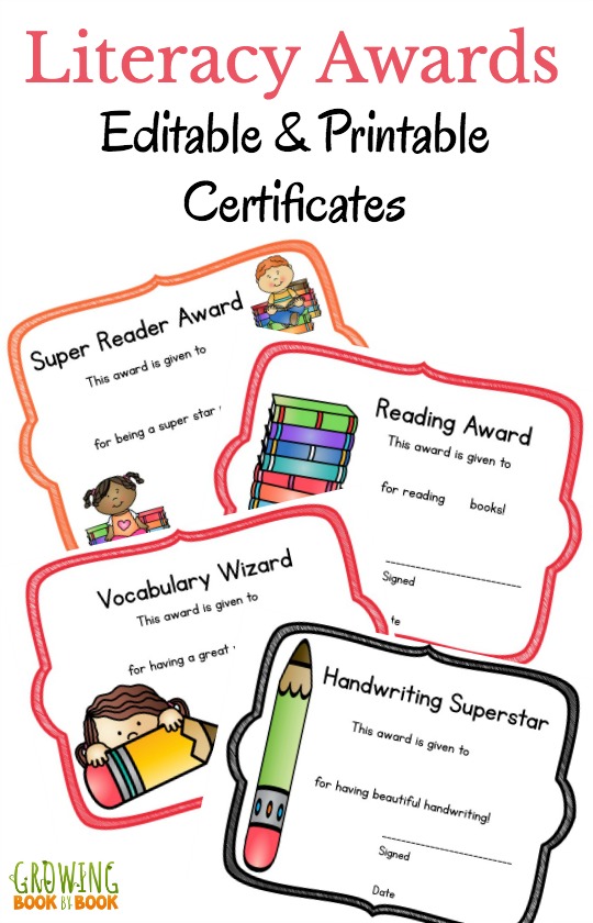 Printable awards for reading and writing that you can edit. Perfect for anytime of the year but especially our award ceremony or graduation.