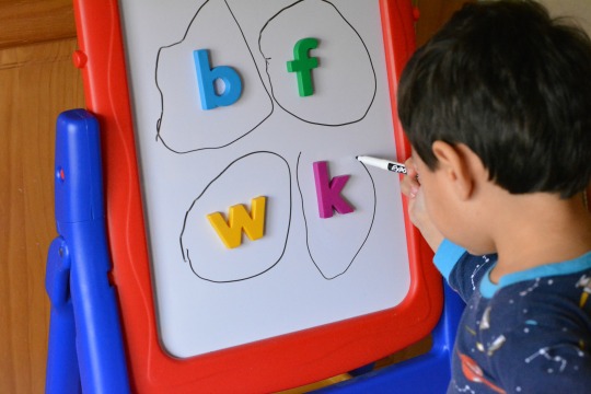 A fun magnetic letter activity to work on letter identification and sounds.