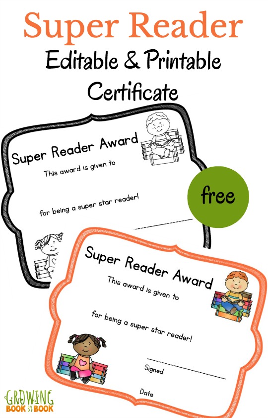 super reader printable certificate