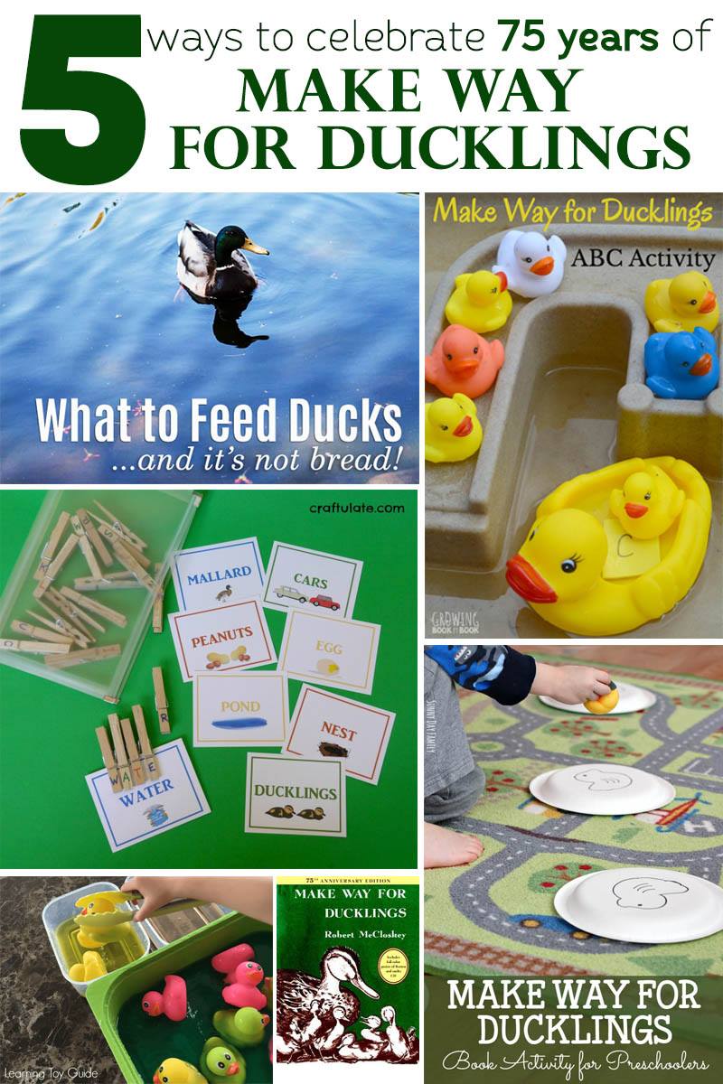 5 ways to celebrate Make Way for Ducklings including science ideas, an alphabet activity, gross motor idea, spelling tips and more.