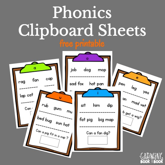 Help beginning readers decode words with these clipboard phonics sheets.