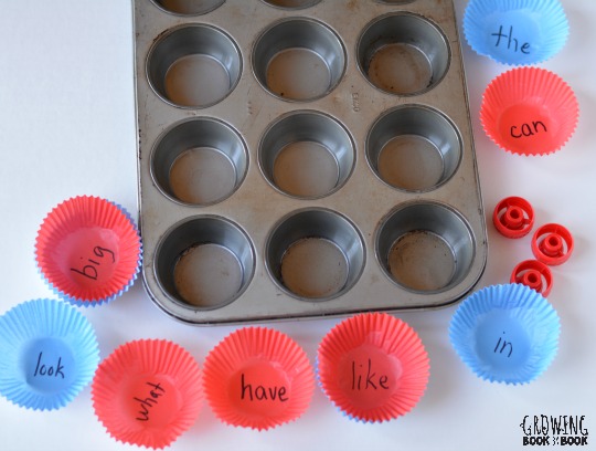 Three in a Row is a fun muffin tin reading game to work on sight word recognition.