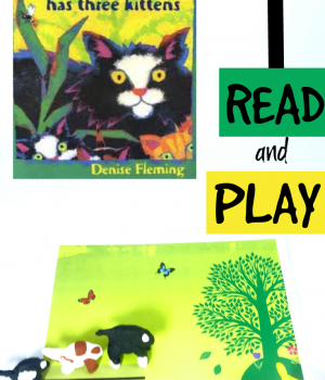 Mama Cat Has Three Kittens FREE printable playdough mat for retelling and vocabulary bulding from growingbookbybook.com