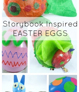 Easter eggs created from inspiration from children's books from growingbookbybook.com