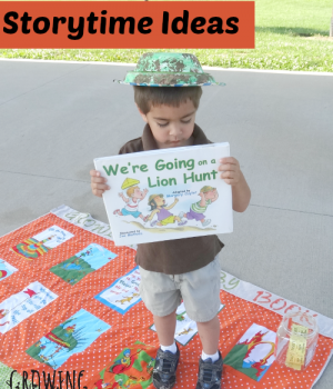 Storytime ideas for We're Going a Lion Hunt from growingbookbybook.com