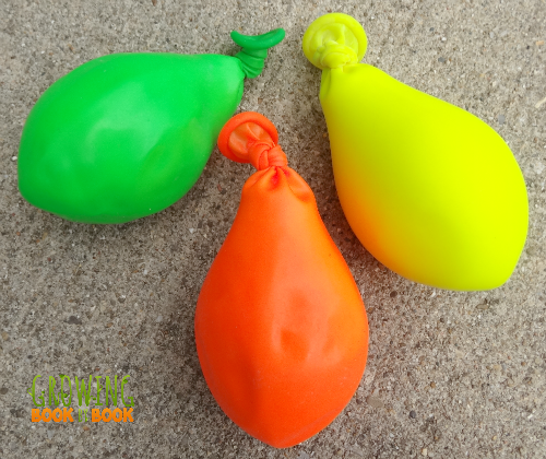 balloon bean bags from 101 Kids Activities.  Use them to play literacy games