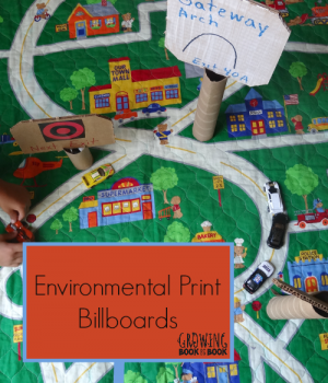 Environmental Print Billboards for car and truck play from growingbookbybook.com