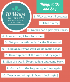 Use these prompts to help children learn to decode words. Great tips from growingbookbybook.com