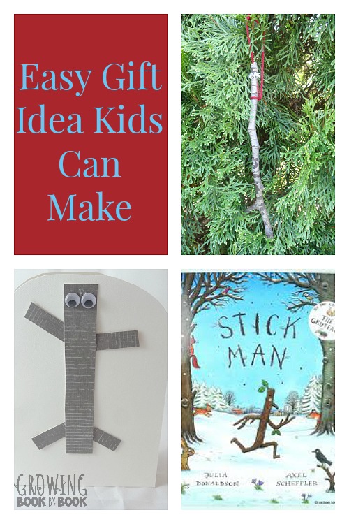A fun gift idea for kids to make based on Julia Donaldson's book Stick Man from growingbookbybook.com