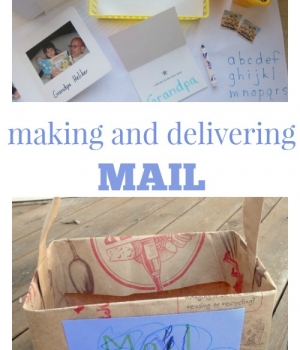 Post office play to build writing skills for preschoolers from growingbookbybook.com