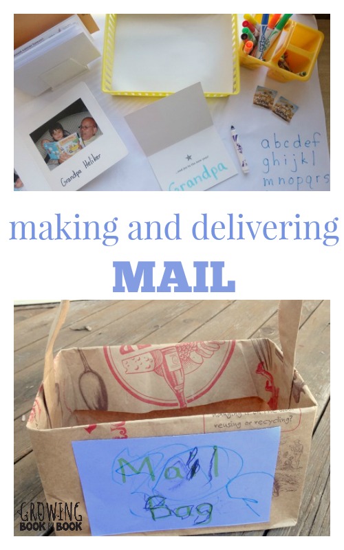 Post office play to build writing skills for preschoolers from growingbookbybook.com