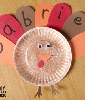 learning your name feather turkey activity from growingbookbybook.com
