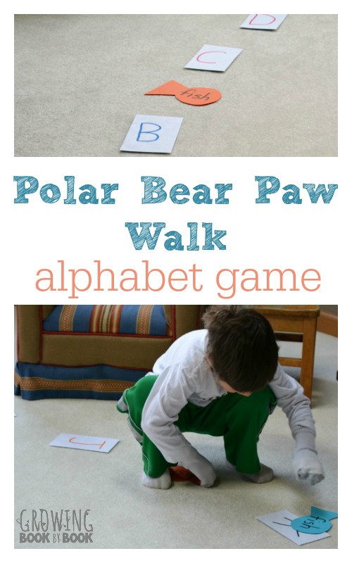 A polar animal themed alphabet game for kids including song recommendations from growingbookbybook.com