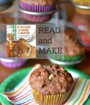 Make these yummy Hot Chocolate Banana Muffins to compliment the book If You Give a Moose a Muffin. Fun literacy activities in the kitchen including a free printable!
