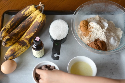 ingredients for hot chocolate banana muffins