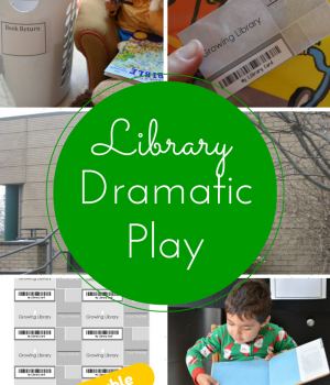 Create a library dramatic play area for preschoolers from Growing Book by Book. Includes free dramatic play printables.