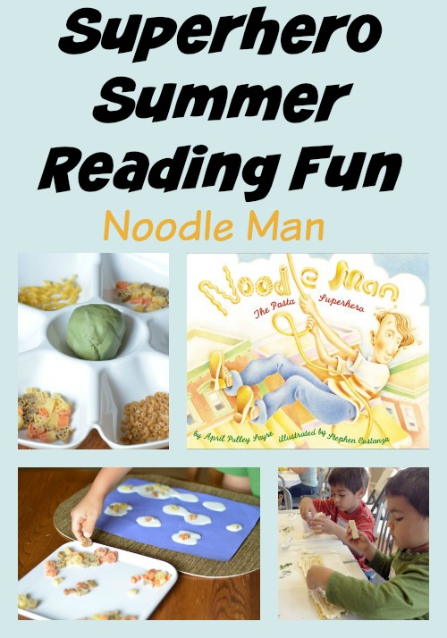 Have a superhero book  inspired summer full of fun.  Lots of hands-on activities based on the  book Noodle Man great for summer camps, DIY camps or library reading programs.
