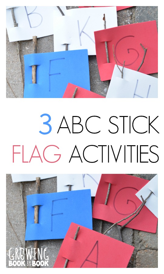 3 fun alphabet activities to use with flag sticks perfect for 4th of July activities for the kids.