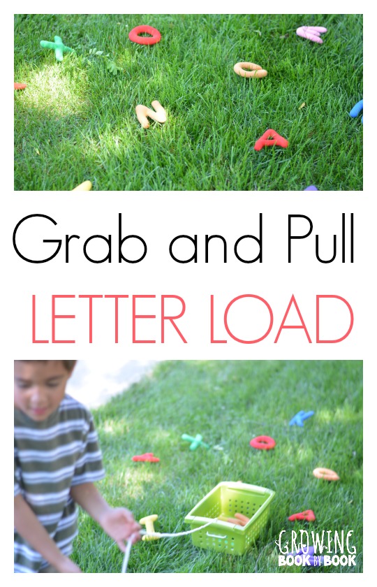 A gross motor alphabet activity perfect for outdoor learning for preschoolers and young children. 