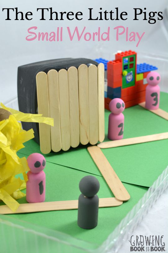 A fun literacy activity that involves small world play for the story, The Three Little Pigs. The kids can even help create the activity.