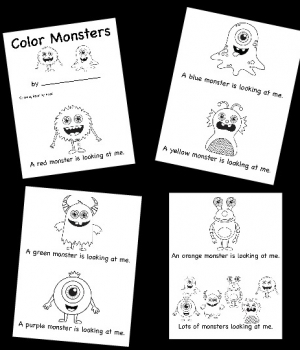 color words printable book with monster theme
