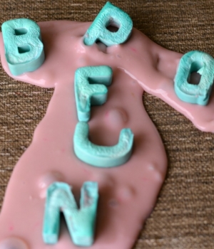 Frozen slime letters are a fun alphabet activity idea.