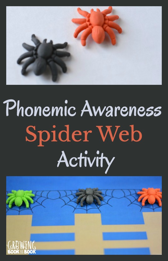 Phonemic awareness activity to work on segmenting with a spider theme twist. Includes a free printable to use for the activity.