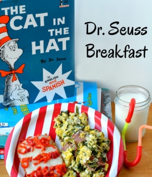 Make Cat in the Hat Hash Browns to go alongside green eggs and hame for a Dr. Seuss themed breakfast. A perfect start to National Read Across America Day.