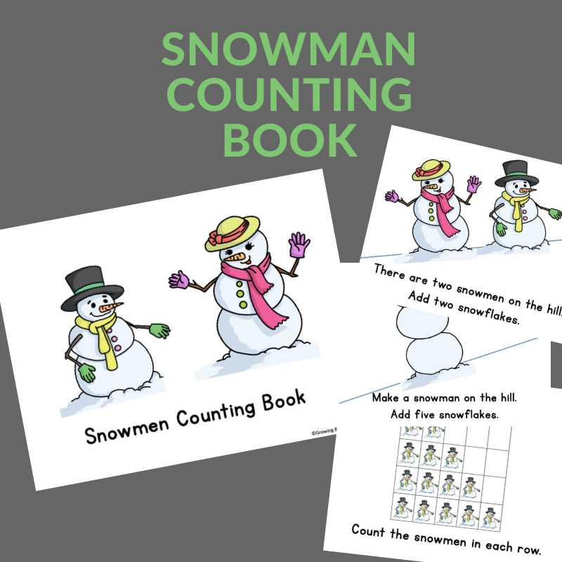 printable emergent reader about counting and snowmen
