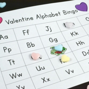 playing Valentine ABC Bingo
