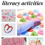 Add some educational literacy ideas into your Valentine's Day theme. Ideas include alphabet activities, sight word ideas, writing activities, book lists and more. #ValentinesDay #literacy #education #sightwords #alphabet