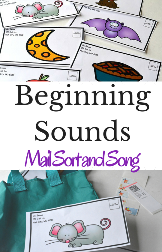 Beginning Sounds Mail Sort is a fun phonemic awareness activity and preschool song to build phonological awareness. A great early literacy activity!