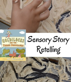 Help kids work on retelling a story to build comprehension after reading Goldilocks and the Three Dinosaurs. This hands-on sensory activity is great for kids who need to move as they process.