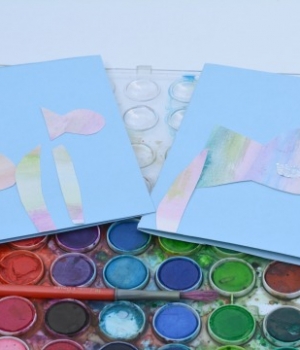 making rainbow fish note cards