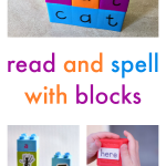 Read and spell with building activities including Lego, Duplo, and more.