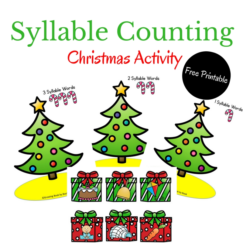 A Christmas activity to work on syllable counting to build phonological awareness.