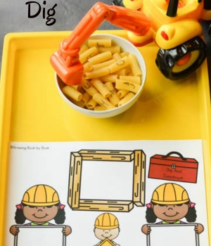An ABC dig activity to do with preschoolers after reading Goodnight, Goodnight Construction Site.