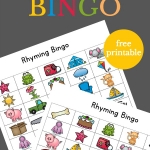 Playing Rhyming Bingo is a great way for kids to build phonological awareness skills.